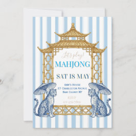 Chinoiserie Mahjong Party Blue 招待状