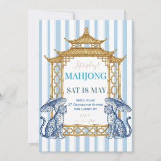 Chinoiserie Mahjong Party Blue 招待状