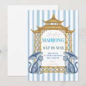 Chinoiserie Mahjong Party Blue 招待状 (正面/裏面)