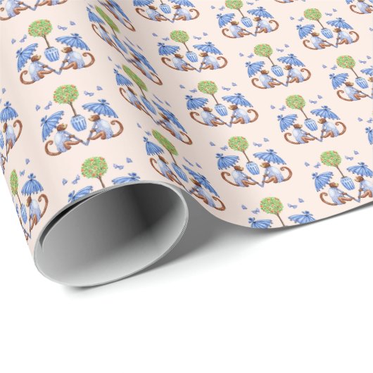 Chinoiserie Monkey Wrapping Paper ラッピングペーパー (ロールコーナー)