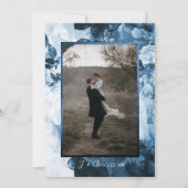 Chinoiserie Navy Blueホワイトフローラスクリプト写真 セーブザデート (裏面)