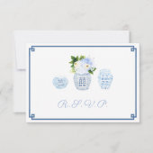 Chinoiserie Navy & Chartreuse Food Options 出欠カード (正面)