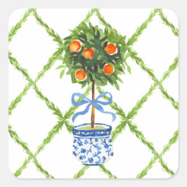 Chinoiserie Orange Citrus Topiary  スクエアシール