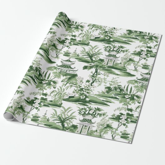 Chinoiserie Orient Landscape 絵画's Decompage ラッピングペーパー (アンロールド)