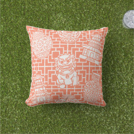 Chinoiserie Pagoda – Coral Preppy Asian Garden アウトドアクッション