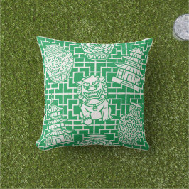 Chinoiserie Pagoda – Green Preppy Asian Garden アウトドアクッション