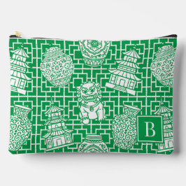 Chinoiserie Pagoda – Green Preppy Asian Garden アクセサリーポーチ