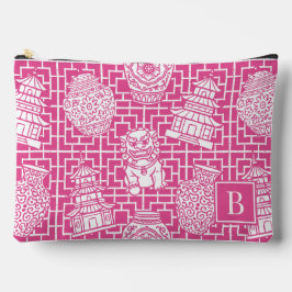 Chinoiserie Pagoda – Hot Pink Preppy Asian Garden アクセサリーポーチ