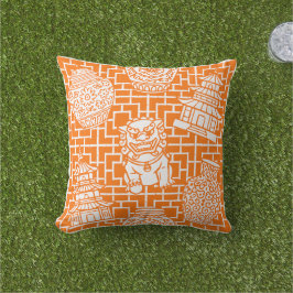 Chinoiserie Pagoda – Orange Preppy Asian Garden アウトドアクッション