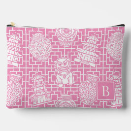 Chinoiserie Pagoda – Pink Preppy Asian Garden アクセサリーポーチ
