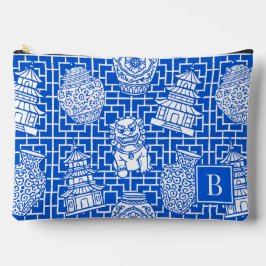 Chinoiserie Pagoda Royal Blue Preppy Asian Garden アクセサリーポーチ