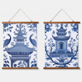 CHINOISERIE PAGODAS IN BLUE 1 & 2 吊り下げ型タペストリー (ダブル)