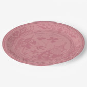 Chinoiserie Pink Floral Watercolor Paper Plate ペーパープレート (アングル)