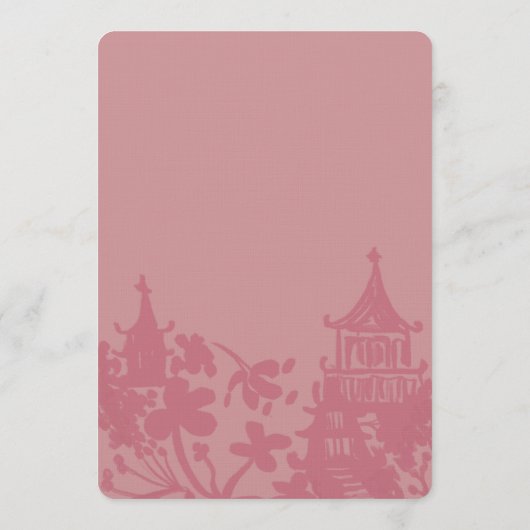 Chinoiserie Pink Floral Wedding  招待状 (裏面)