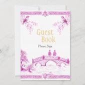 Chinoiserie Pink Guest Book Bridal shower Sign 招待状 (裏面)