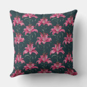 Chinoiserie Pink Lily Motif Pattern クッション (裏面)