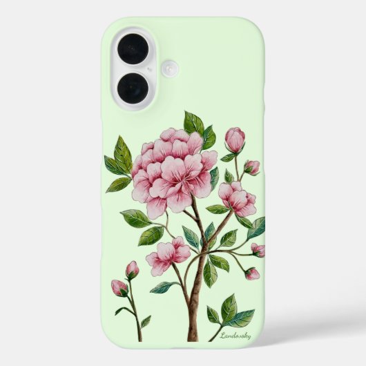 Chinoiserie Pink Peony Phone Case Case-Mate iPhoneケース (裏面)