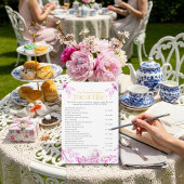 Chinoiserie Pink Tea Etiquette Bridal shower game  招待状