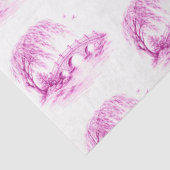 Chinoiserie Pink Willow Water Bridge 薄葉紙 (詳細)