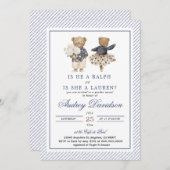 Chinoiserie Preppy Ralph Polo Bear Gender Reveal  招待状 (正面/裏面)