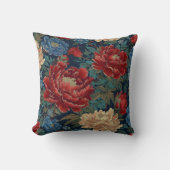 Chinoiserie Red Peony Floral Throw Pillow Covers クッション (正面)