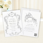 Chinoiserie swan all in one Wedding Invitation 招待状