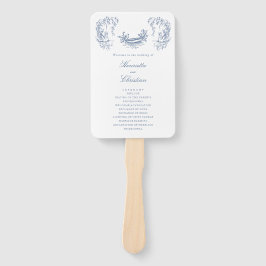 Chinoiserie Swans Blue White Wedding Program Fans ハンドファン