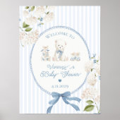 Chinoiserie Teddy Bear French Baby Shower Welcome ポスター (正面)