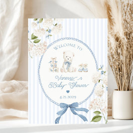 Chinoiserie Teddy Bear French Baby Shower Welcome ポスター