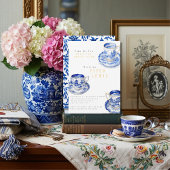 Chinoiserie Time for Tea Bridal Shower Blue 招待状