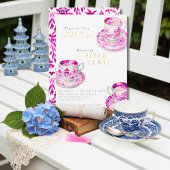 Chinoiserie Time for Tea Bridal Shower Pink  招待状