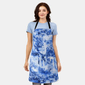 Chinoiserie toile,青い柳,青い中国 エプロン (着用した状態)