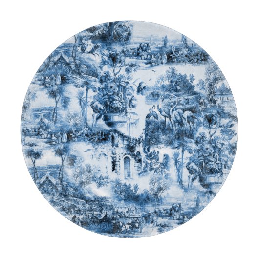 Chinoiserie toile，青い柳，青い中国  カッティングボード (正面)