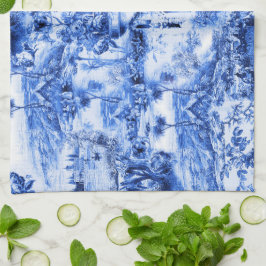 Chinoiserie toile，青い柳，青い中国    キッチンタオル