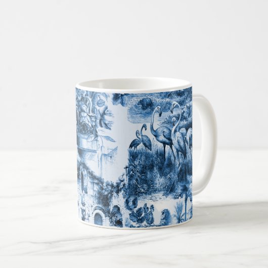 Chinoiserie toile,青い柳,青い中国 コーヒーマグカップ (正面右)