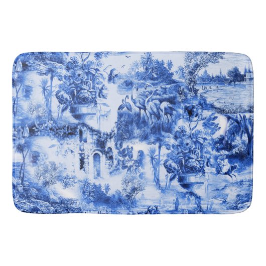 Chinoiserie toile，青い柳，青い中国   バスマット (正面)