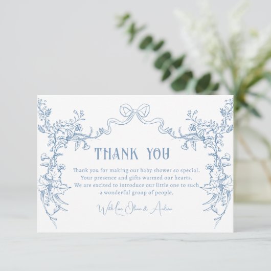 Chinoiserie Toile Baby Shower Thank You Card (スタンド正面)