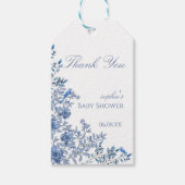 Chinoiserie Toile Blue Floral Baby Shower ギフトタグ (正面)