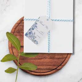 Chinoiserie Toile Blue Floral Baby Shower ギフトタグ