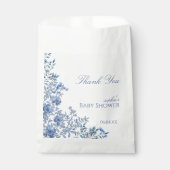 Chinoiserie Toile Blue Floral Baby Shower フェイバーバッグ (正面)