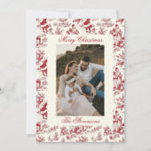 Chinoiserie Toile De Jouy Festive Photo Christmas シーズンカード (正面)