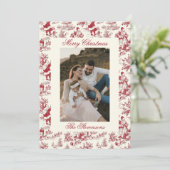 Chinoiserie Toile De Jouy Festive Photo Christmas シーズンカード (スタンド正面)