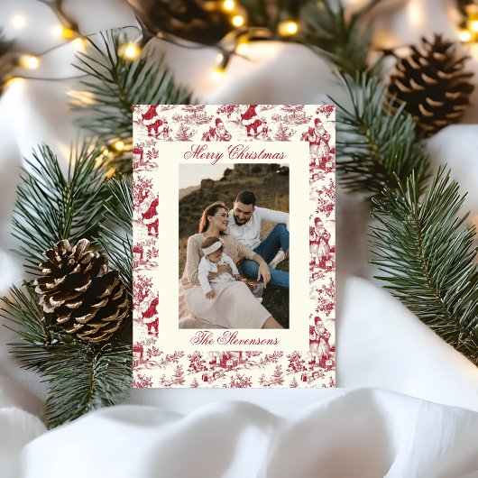 Chinoiserie Toile De Jouy Festive Photo Christmas シーズンカード
