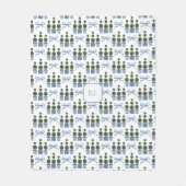 Chinoiserie Topiary Tree Monogram フリースブランケット (正面)