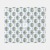 Chinoiserie Topiary Tree Monogram フリースブランケット (正面(横))