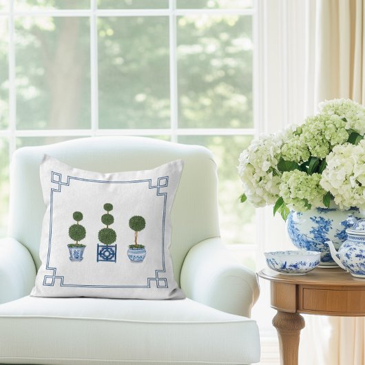 Chinoiserie Topiary Tree with Bows クッション