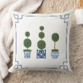 Chinoiserie Topiary Tree with Bows クッション (ブランケット)