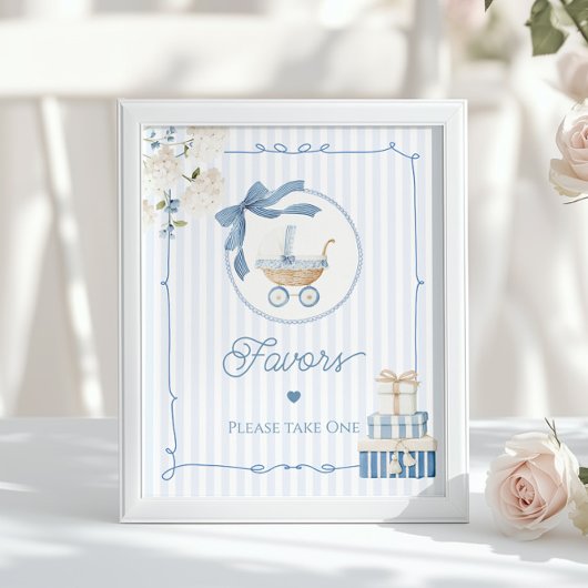 Chinoiserie Vintage Carriage Favors Baby Shower ポスター