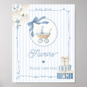 Chinoiserie Vintage Carriage Favors Baby Shower ポスター (正面)
