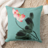 Chinoiserie Water color 絵画's Lotusフローラ クッション (ブランケット)